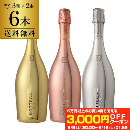 1本あたり2,900円(税込) 送料無料 ボッテガ3種×2本 6本セット 750ml正規品 6本入ゴールド ロゼ プラチナ イタリア ギフト プレゼント お祝い パーティー スパークリング 金 黄金 ナイト系 映え ワインセット ボッテガ シャンパン 長Sアウトドア