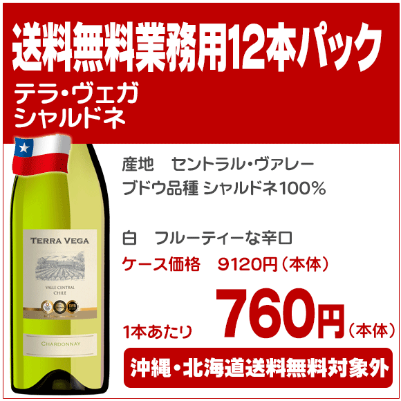 テラ・ヴェガ　シャルドネ【送料無料　業務用12本パック】