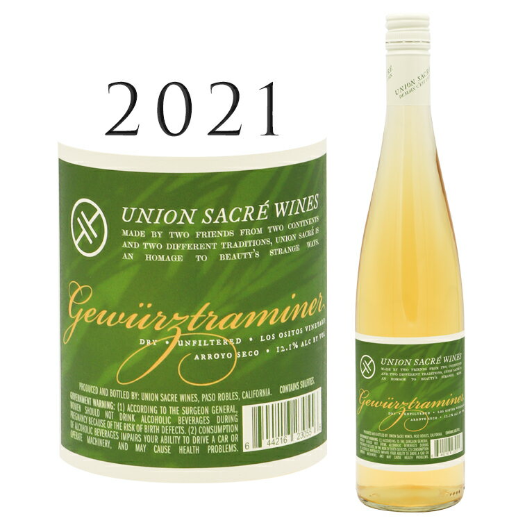 ゲヴェルツトラミネール [2021] ユニオン サクレ ワインズGewurztraminer Union Sacre Wines 750mlカリフォルニア 白ワイン ワイン 辛口