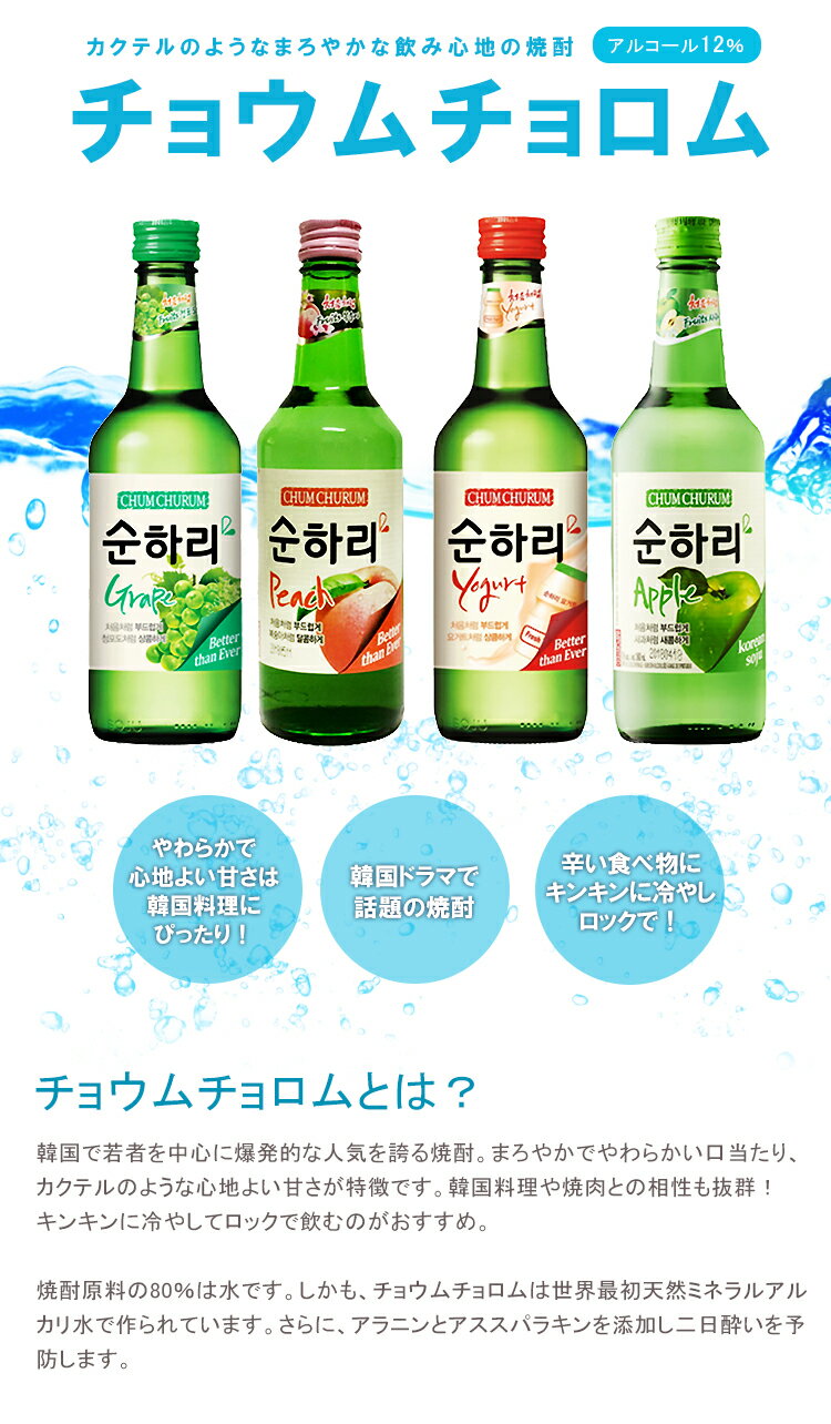 ワイン輸入直販 WINE TRUSTYのスナリ チョウムチョロム ピーチ 焼酎 韓国焼酎 360ml チョウンチョロム 甲類焼酎 ソジュ｜アングル2