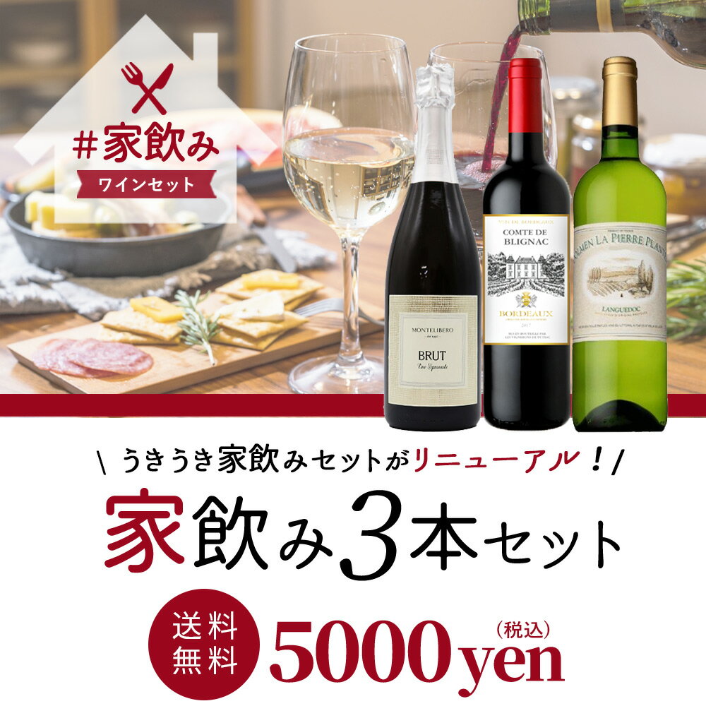 ワイン飲み比べセット 【送料無料】うきうきワインセット 3本 家飲みセット 高級ボルドー金賞入 赤ワイン 白ワイン スパークリング 飲み比べukiuki wine set 3