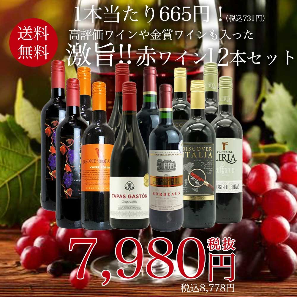 【送料無料】玉手箱厳選！高評価ワインや金賞ワインも入った激旨赤12本セット ワインセット (6種類×各2本)Tamatebako Select 12 Wine Set wineuki-10042285 うきうきワインの玉手箱 サンプル画像2