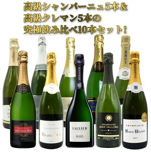 【送料無料】高級シャンパーニュ5本&高級クレマン5本の究極飲み比べ10本セット(1本あたり驚愕1,998円(税抜)で味わえる!)UKIUKI Special SET