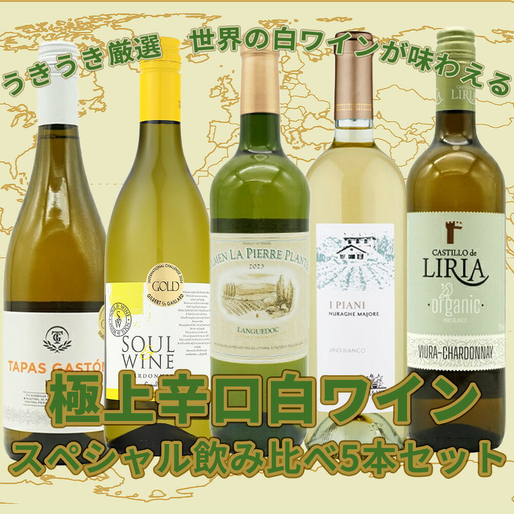 【送料無料】当店厳選！世界の白ワインが味わえる！超極上辛口白ワイン究極スペシャル飲み比べ5本セット wineuki-10020956 うきうきワインの玉手箱 サンプル画像2