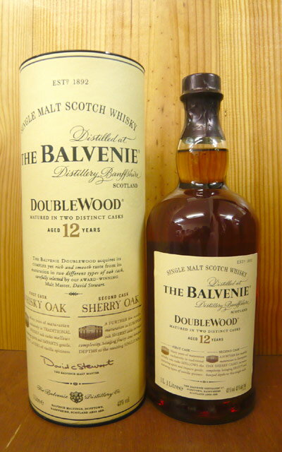 【箱入】ザ バルヴェニー ダブル ウッド[12]年 1,000ml アルコール度数43％ オフィシャルボトルTHE BALVENIE DOUBLEWOOD AGED 12 YEARS FIRST CASK (OAK) SECOND CASK (CHARRY) 1,000ml 43%