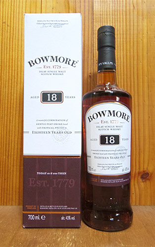 【あす楽】【正規品 箱入】ボウモア [18]年 アイラ シングル モルト スコッチ ウイスキー 700ml 43％BOWMORE Aged [18] years Single ISLAY Malt Scotch Whisky 700ml