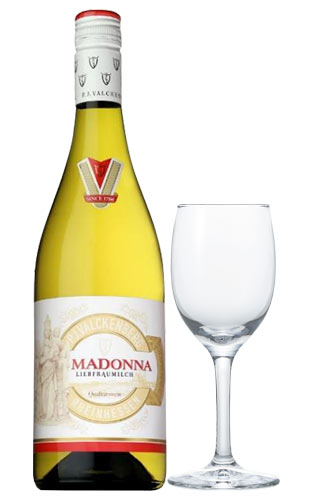 リープフラウミルヒ マドンナ 2019 ＆ グラス1脚付きスペシャルセット Q.b.A. (ファルケンベルグ社) ドイツ ラインヘッセン (裏ラベルにロットNo入り) 白ワイン ワイン やや甘口 750mlLiebfraumilch Madonna Q.b.A. [2019] Original Glass P.J. Valckenberg