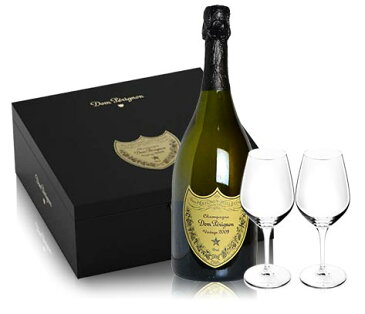 【箱入】ドン ペリニョン(ペリニヨン) 2008年＆オリジナルグラス(ドンペリ ロゴ入りオリジナル シャンパングラス)2脚付き モエ エ シャンドン社 AOCシャンパーニュ 正規代理店輸入品Dom Perignon 2008 2 Flute Glasses Set DX Gift Box AOC Millesime Champagne