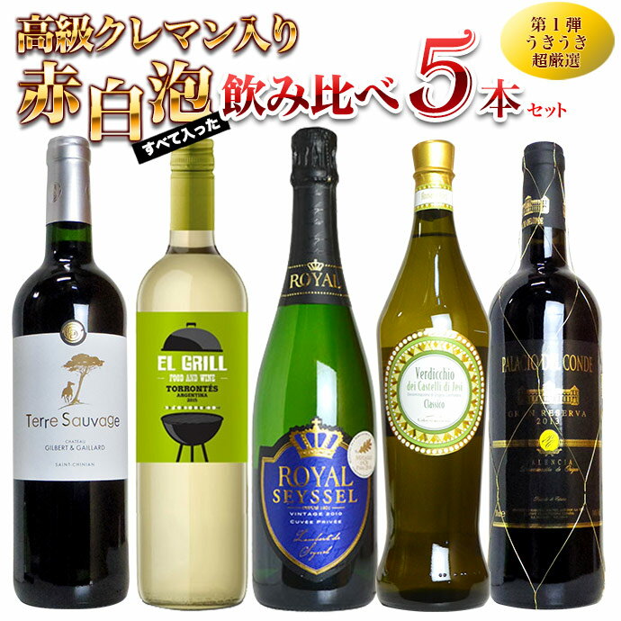 うきうきワインの玉手箱超厳選　高級 赤 白 泡 飲み比べ5本ワインセット 送料無料 代引手数料無料