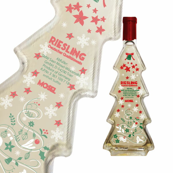 クリスマス ツリー型 ボトル モーゼル リースリング(白)Q.b.A 2019年 かわいいクリスマスツリー型ボトル入り やや甘口(ザール モーゼル ヴィンツァーゼクト社)Mosel Riesling White Q.b.A 2019 Christmas Tree Bottle【eu_ff】