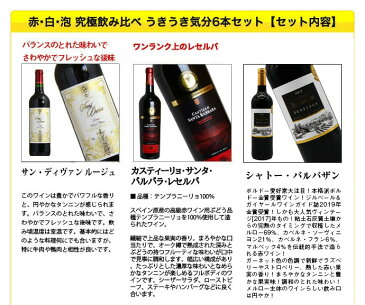 【送料無料】スタッフ超厳選!コスパ抜群!赤 白 泡 究極飲み比べうきうき気分6本セット【smtb-k】