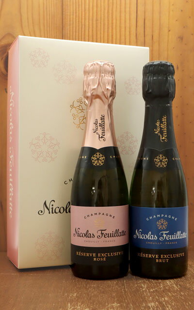 ニコラ フィアット シャンパーニュ レゼルヴ エクスクルーシヴ ミニ デュオ 白＆ロゼ2本入り 正規品Nicolas Feuillatte Champagne Reserve Exclusive Rose＆Brut 200ml Gift Set