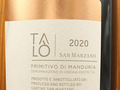 タロ プリミティーヴォ ディ マンドゥーリア 2020 カンティーネ サン マルツァーノ 赤ワイン ワイン 辛口 フルボディ 750mlTalo Primitivo di Manduria [2020] San Marzano Vini D.O.P Primitivo di Manduri【eu_ff】