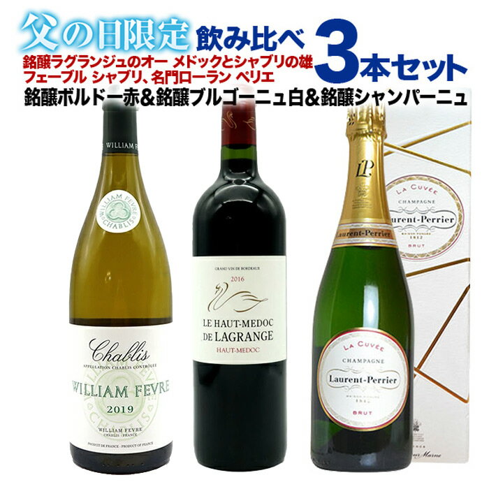 【送料無料】【父の日】ボルドー赤＆ブル白＆泡飲み比べ3本セット(ご希望の方にはメッセージカード ギフト箱 無料ラッピング付き)Father's Day Special Wine Set【父の日 ワイン】【父の日 ギフト】【父の日 ワインセット】 ★giftbox★ uki2024papawine