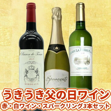 うきうきワインの玉手箱 父の日ワインセット 赤ワイン 白ワイン スパークリングワイン 3本セット 送料無料