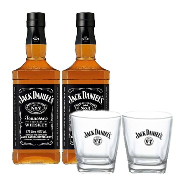 【正規品 1750ml×2本 オリジナルグラス2脚付】ジャック ダニエル ブラックラベル オールド No.7 テネシーウイスキー ジャック ダニエル蒸留所 正規代理店輸入品 1750ml×2本 40％のサムネイル