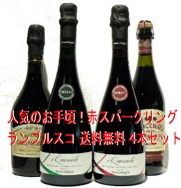 【送料無料】第2弾！人気の赤い泡！　ランブルスコ4本セット!