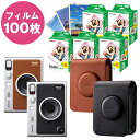 富士フイルム ハイブリッドインスタントカメラ チェキ instax mini Evo 本体 BLACK ブラック/ BROWN ブラウン フィルム100枚 専用ケース ブラック/ブラウン 当店限定プチカード2冊 セット クラシックデザイン レンズダイヤル プリントレバー instax-Rich モード アナログ操作