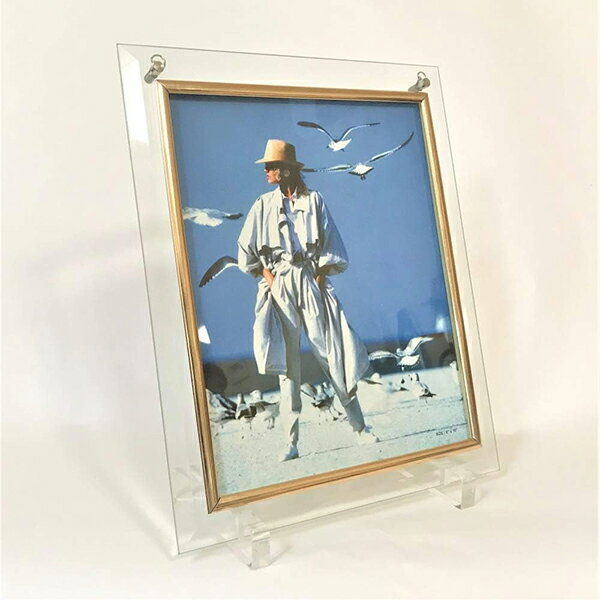 フォトフレーム 6切判 ガラスフレーム 6切サイズ 穴あきタイプ スタンド付 吊り下げ可能 写真立て G-032 互陽