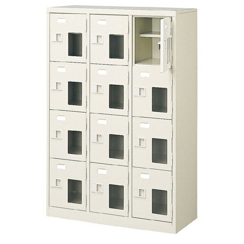 【下駄箱 業務用下駄箱 高品質 12人用】窓付き 鍵付き 中棚付き 日本製 靴箱 靴箱 3列4段 12人用 オフィス BRI [3]