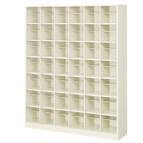 <シューズボックス オープン 42人用 業務用シューズロッカー>中棚付 オフィス靴箱 靴箱 玄関収納スチール製 6列7段学校 BRI [2]