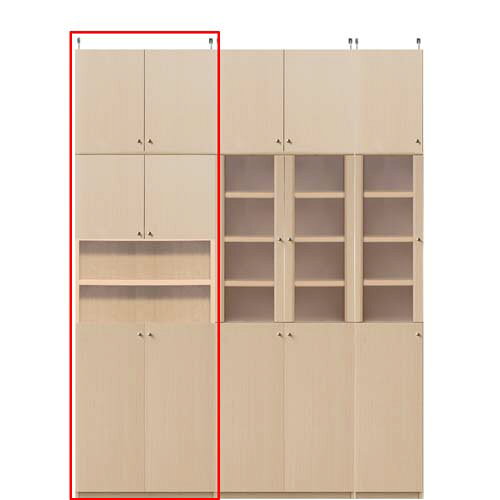 商品仕様 ■棚板タイプ：　厚棚板（厚さ2.5cm）タイプ ■棚板耐荷重：　7Kg ■外寸：　奥行19cm×高さ232〜241cm×幅71〜80cm　（幅は1cm単位でオーダーできます） ■対応天井高：　232〜241cm　（ラック高さ178cm＋突っ張り棚高さ47cm＋伸縮突っ張り金具） ■棚板枚数　移動固定棚板：7 ■扉枚数：本体棚　上部扉2枚・下部扉2枚、突っ張り棚　2枚　両開き ■本体棚扉サイズ:上扉52.5cm+下扉109.5cm ■付属品：　突っ張り金具・転倒防止補助バンド・扉取付用ヒンジ・取っ手用金具（標準つまみ）・ビス ■外寸（幅）：　71cm 72cm 73cm 74cm 75cm 76cm 77cm 78cm 79cm 80cm 共通仕様 ■材質：　プリント化粧繊維板 ■塗装：　ウレタン樹脂塗装 ■素材：　ホルムアルデヒドの発生を最小限に抑えた基材・芯材・プリント紙・接着剤（F☆☆☆☆フォースター）を使用 ■生産国：　日本製 ■お届け：　お客様組立て ここがポイント！オプションを上手に使って更に便利！価格 サイズ一覧 色 仕様 多サイズ 耐荷重 棚受 扉 取手 転倒防止 突張棚 天板 突張強化 追加加工 注文 飾り棚付両開き扉本棚　奥行19cm×高さ232〜241cm×幅71〜80cm　選べる！幅1cm単位指定 飾り棚付両開扉 棚板厚2.5cm 高さ232〜241cm 低ホルムアルデヒド お客様組立 本体棚扉サイズ:上扉52.5cm+下扉109.5cm 幅71〜80cm 奥行19cm 大容量コミックラック 飾り棚付両開き扉 高さ・奥行き・幅、色々選べます（幅1cm単位オーダー） ◆本体棚扉サイズ:上扉52.5cm+下扉109.5cm　大容量コミックラック商品一覧 ■その他の扉組み合わせへはこちらから 上扉41.5cm＋下扉41.5cm 上扉41.5cm＋下扉52.5cm 上扉41.5cm＋下扉62.6cm 上扉41.5cm＋下扉72.5cm 上扉41.5cm＋下扉80.8cm 上扉41.5cm＋下扉109.5cm 上扉52.5cm＋下扉41.5cm 上扉52.5cm＋下扉52.5cm 上扉52.5cm＋下扉62.6cm 上扉52.5cm＋下扉72.5cm 上扉52.5cm＋下扉80.8cm 上扉52.5cm＋下扉109.5cm 上扉62.6cm＋下扉41.5cm 上扉62.6cm＋下扉52.5cm 上扉62.6cm＋下扉62.6cm 上扉62.6cm＋下扉72.5cm 上扉62.6cm＋下扉80.8cm 上扉72.5cm＋下扉41.5cm 上扉72.5cm＋下扉52.5cm 上扉72.5cm＋下扉62.6cm 上扉72.5cm＋下扉72.5cm 幅を設置場所に合わせて1cm単位でオーダーできます！ 国産大容量コミックラックはここが人気　輸入品との違いに注目！【売り上げ好調 大容量コミックラック ご満足いただいてます】 【ピッタリサイズ】幅1cm単位でオーダーできる大容量コミックラック。スペースや用途に合わせて自由に指定できます。 【日本製・高品質】優良材を使用し丁寧加工、板厚さ・見えない内部構造・芯材も充実の大容量コミックラック。強度もUP 【天井ピッタリ】 天井突っ張り棚ご用意(高さ6種類)＋天井突っ張りアーム調整で、天井高208cm〜259cmに対応。 【サイズ豊富】 奥行(4種)／高さ(6種)／幅(5〜7種)／扉タイプ(3種)→大容量コミックラック サイズバリエーション豊富 【堅牢・耐荷重】 厚棚板(厚さ2.5cm)専用ジョイナーで横強度アップ。 【オリジナル棚受】独自フリーストップ棚受により強度・耐久性抜群、通常の金属タボとは断然違います。棚高さ調整自在。 【天板かぶせ構造】美しく少し前まで出し、上面フラットな天板で、ハイグレードと便利さを実現大容量コミックラック 【カラー10色】　 ライトナチュラル・ダークブラウン・・どんな場所にも合うカラーをご用意しました。 【転倒防止対策】 壁固定バンド・ジョイントステー等の付属品。天井突張棚・壁面固定具取付穴・横連結穴オプション等充実 【フルオープン構造】棚板を自由に設置できるから、無駄のない収納が実現します。 【オプション豊富】幅木よけ加工、棚移動1.5cmピッチ、(配線用)裏板穴加工、タフ棚板穴加工などの加工オプション。 【取手オプション】アーチ・フラット・スティックハンドルへ変更できます。使い勝手やデザイン性に合わせて変更 大容量コミックラックなら高級・安全品質の日本製大容量コミックラックが断然人気。突っ張りタイプで万全の安全対策！ 大容量コミックラック　奥行19cm×高さ232〜241cm×幅71〜80cm　幅1cm単位指定！ぴったり設置 飾り棚付両開扉 棚板厚2.5cm 高さ232〜241cm 低ホルムアルデヒド お客様組立 本体棚扉サイズ:上扉52.5cm+下扉109.5cm 幅71〜80cm 奥行19cm