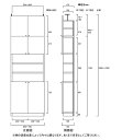 突っ張り飾り棚ラック高さ226〜235cm幅60〜70cm奥行19cm厚棚板（棚板厚2.5cm）　本体棚扉サイズ:上扉41.5cm+下扉72.5cm(高さ=ラック高さ178cm+突張棚高さ41cm+伸縮突張金具)飾り棚付両開き扉突っ張り飾り棚ラック 3