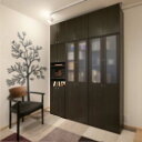 ファイル収納組立ラック高さ250~259cm幅71~80cm奥行31cm厚棚板(棚板厚2.5cm) 本体棚扉サイズ:上扉62.6cm+下扉41.5cm(高さ=ラック高さ178cm+突張棚高さ65cm+伸縮突張金具)飾り棚付両開き扉ファイル収納組立ラック