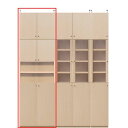 深型ファイル本棚高さ232〜241cm幅45〜59cm奥行46cm厚棚板(棚板厚2.5cm) 本体棚扉サイズ:上扉52.5cm+下扉52.5cm(高さ=ラック高さ178cm+突張棚高さ47cm+伸縮突張金具)飾り棚付両開き扉深型ファイル本棚(3)