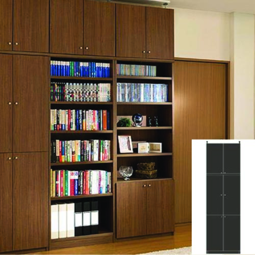 フル扉付き本棚 大容量本棚 つっぱり本棚 M3 【オーダー収納】新聞 アメニティなどの収納に 組立家具 フル扉付き本棚 奥行31cm高さ283〜292cm幅45〜59cm 標準棚板（厚さ1.7cm） フル扉付き本棚
