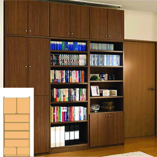事務所奥深下扉付書庫 大型収納 壁面書棚 M2 【オーダー書庫】CD カップ収納に 奥深下扉付書庫 高さ250〜259cm幅81〜90cm奥行46cm厚棚板（棚板厚2.5cm） 整理棚 幅 86 cm 横幅 注文