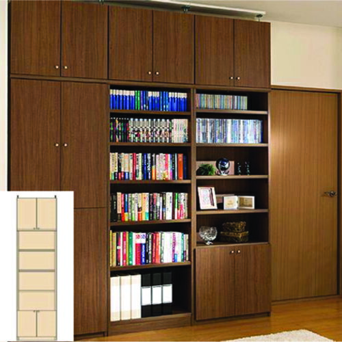 業務用大型リビング壁収納 大型収納 つっぱり書棚 M3 【オーダー本棚】コミック DVD収納に 大型リビング壁収納 奥行46cm高さ274〜283cm幅45〜5...