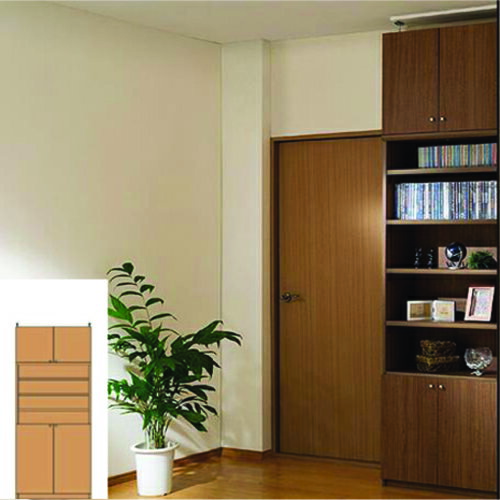 事務室天井つっぱり壁面書庫 書類収納 耐震対策書庫 M3 【オーダー書棚】ゲーム 雑誌収納に 天井つっぱり壁面書庫 奥行31cm高さ226〜235cm幅71〜8...