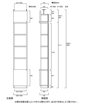 天井つっぱり隙間収納 薄型本棚 壁面活用書庫 M3 【オーダー書棚】シリーズ本 全集などの収納に 組立家具 天井つっぱり隙間収納 奥行19cm高さ250〜259cm幅25〜29cm タフ棚板(厚さ2.5cm) 天井つっぱり隙間収納