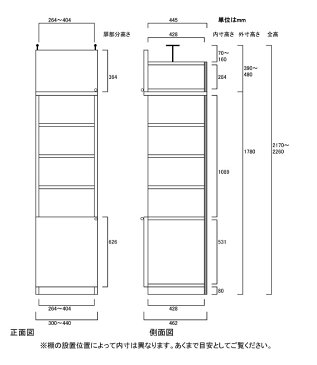 転倒防止対策本棚 扉付つっぱり収納棚 大型収納 G2 【オーダー書庫】洋服 フィギュアなどの収納に 簡単リフォーム 壁面固定収納 高さ217〜226cm幅30〜44cm奥行46cm 標準棚板（厚さ1.7cm）