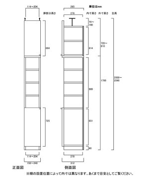 扉付壁面すきま収納 書類書棚 壁面書庫 M3 【オーダー収納】ファイル 全集などの収納に リフォーム材料 扉付壁面すきま収納 奥行31cm高さ250〜259cm幅15〜24cm タフ棚板(厚さ2.5cm) 扉付壁面すきま収納