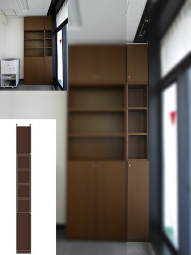 楽天eモノショップ模型書庫 施設扉付壁面すきま収納 つっぱり書庫 S2 【オーダー書棚】書籍 文庫本収納に アメニティ本棚 高さ274．1〜283．1cm幅15〜24cm奥行19cm厚棚板（棚板厚2.5cm） タフ棚板（厚さ2.5cm） 本棚 幅 20 cm 横幅 指定