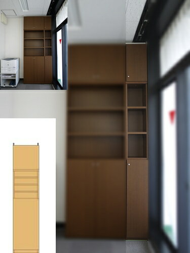 書類収納 事務所扉付つっぱり収納棚 マンガ書棚 O2 【オーダー書庫】全集 ファイル収納に A3収納 高さ232〜241cm幅30〜44cm奥行40cm 標準棚板（厚さ1.7cm） 本棚 幅 40 cm 寸法 指定