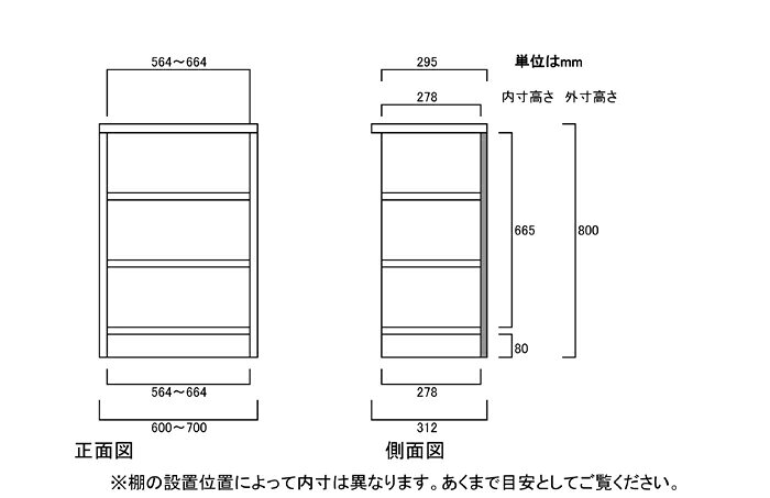 クローゼット 高さ80cm幅60〜70cm奥行31cm絵本家具 廊下ディスプレイ 幅オーダー1cm単位 標準棚板ラック クローゼット 本棚 幅 64 cm 寸法 指定 [2]