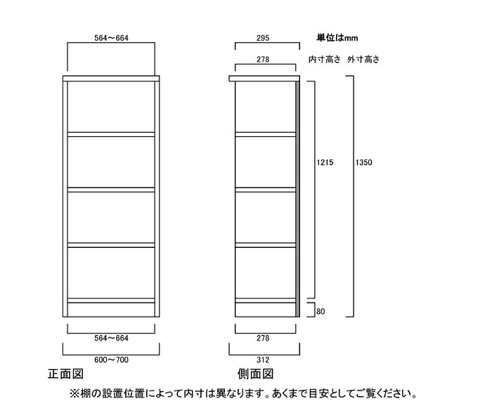 クローゼット 高さ135cm幅60〜70cm奥行31cm文庫本家具 勉強部屋ディスプレイ 幅オ...