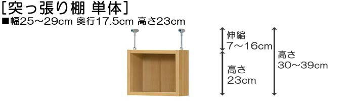 天井棚 上棚(高さ調整可) 標準タイプ 薄型 高さ30〜39cm幅25〜29cm奥行17．5cm(本...