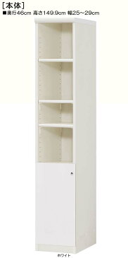 下部扉リビング隙間収納高さ149.9cm幅25〜29cm奥行46cm片開き 扉高さ52.5cm 扉付客室収納 リビング隙間収納