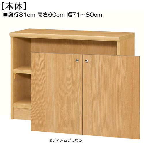 全面扉子供部屋収納 高さ60cm幅71〜80cm奥行31cm厚棚板(棚板厚み2.5cm) 両開き 全面扉付子供部屋ラック 本棚 幅 71 cm 寸法 指定 [2]