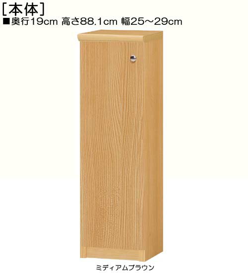 其它 - 全面扉隙間本棚 高さ88．1cm幅25〜29cm奥行19cm厚棚板（棚板厚み2.5cm） 片開き(左開き/右開き) 全面扉付店舗本棚 収納棚 幅 28 cm サイズ 注文