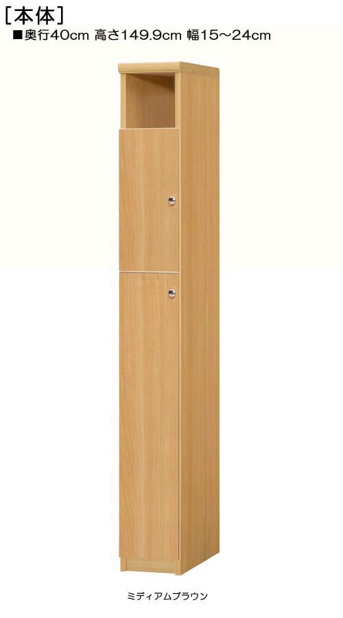 扉付頑丈シェルフ高さ149．9cm幅15〜24cm奥行40cm厚棚板（棚板厚み2.5cm）上下片開き 扉高さ127.3cm 扉付デスク周りラック 頑丈シェルフ