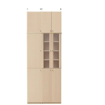 薄型カップボード高さ232〜241cm幅45〜59cm奥行19cm(高さ=ラック高さ178cm+突っ張り棚高さ47cm+伸縮突っ張り金具)半透明両開き扉薄型カップボード