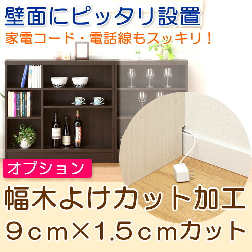 eモノショップの薄型 カウンター下収納 オーダー 食器棚 信用【幅木よけカット加工】廊下本棚に −｜アングル2
