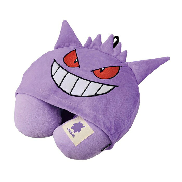 gowell ポケモン フード付ネックピロー ゲンガー 旅行用品 トラベルグッズ PILLOW ポケットモンスター Pokemon gengar リラックス 機内 車内 首の疲れ 長旅 リラックスグッズ フライト 快適サポート 快眠グッズ フリース素材 子供 女子旅 ゴーウェル