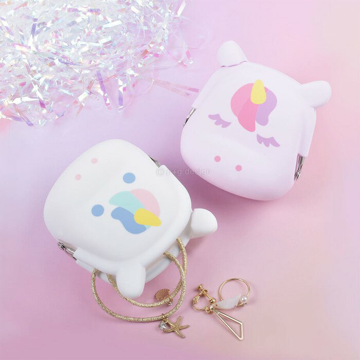 ピージーデザイン mimi POCHI Friends Unicorn White Pink ユニコーン ホワイト ピンク シリコンポーチ がま口 コインケース 動物 小銭入れ かわいい p+gdesign 女性 雑貨 レディース 小物 プレゼント ギフト 贈り物 ミミポチの商品画像 2