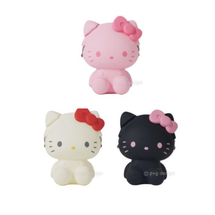 ピージーデザイン 3D POCHI HELLO KITTY ハローキティ サンリオ シリコンポーチ がま口 コインケース 小銭入れ かわいい p gdesign 雑貨 アクセサリー入れ レディース 小物 ホワイト ブラック ピンク 卓上 デスク 立体型 女性 子ども プレゼント ギフト 贈り物